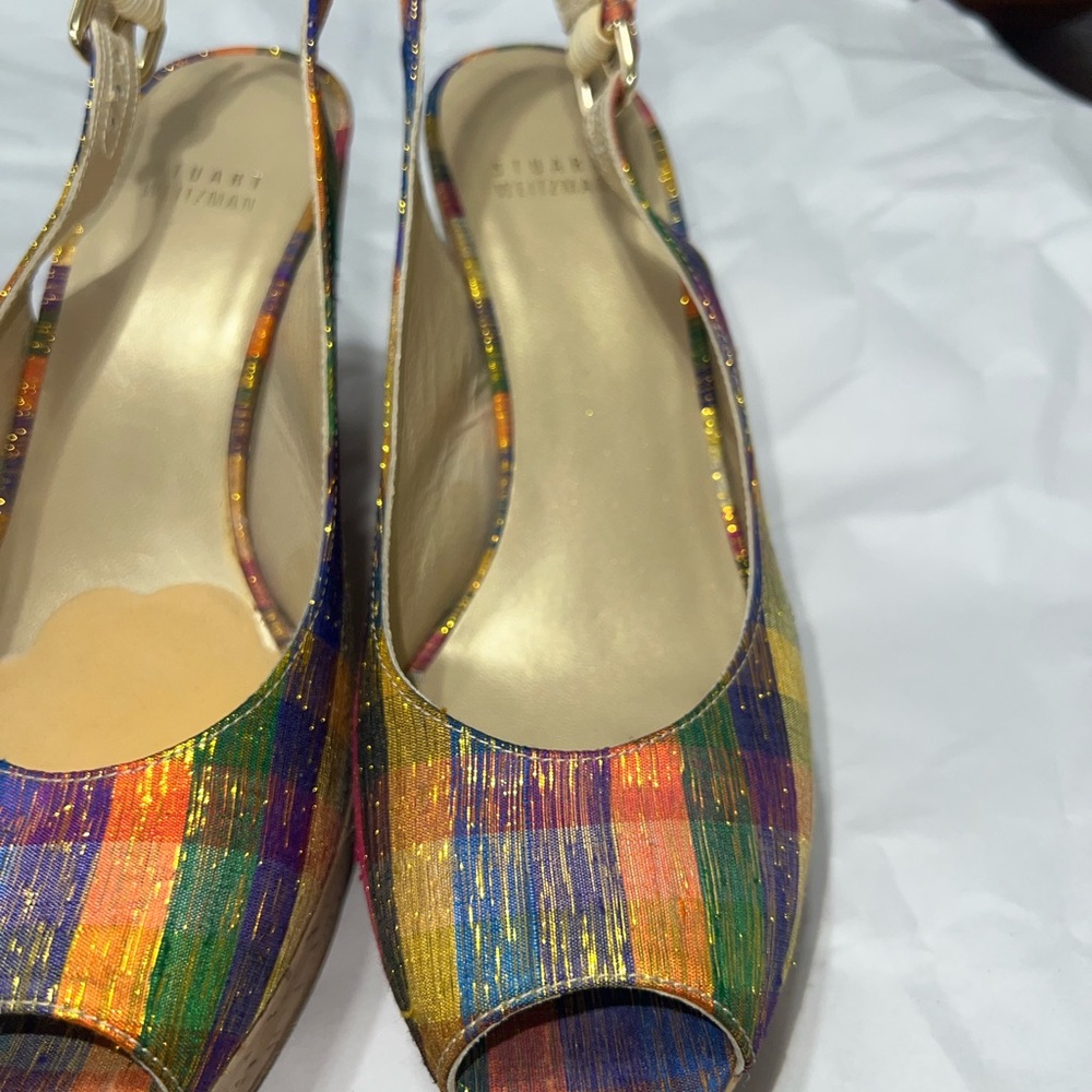 Colorful Peep-Toe Slingback wedges